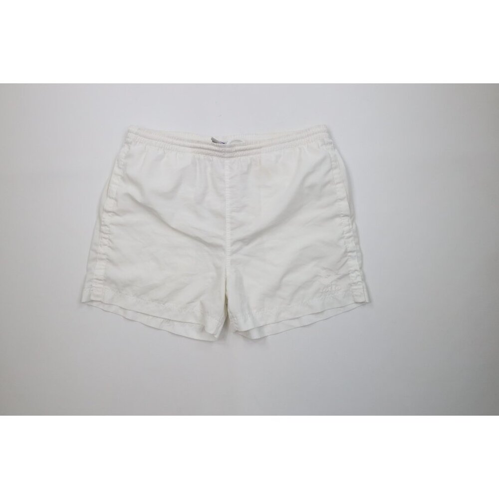 Vintage 90s Lotto Mens 2XL Spell Out Lined Tennis Soccer Shorts White Polyester